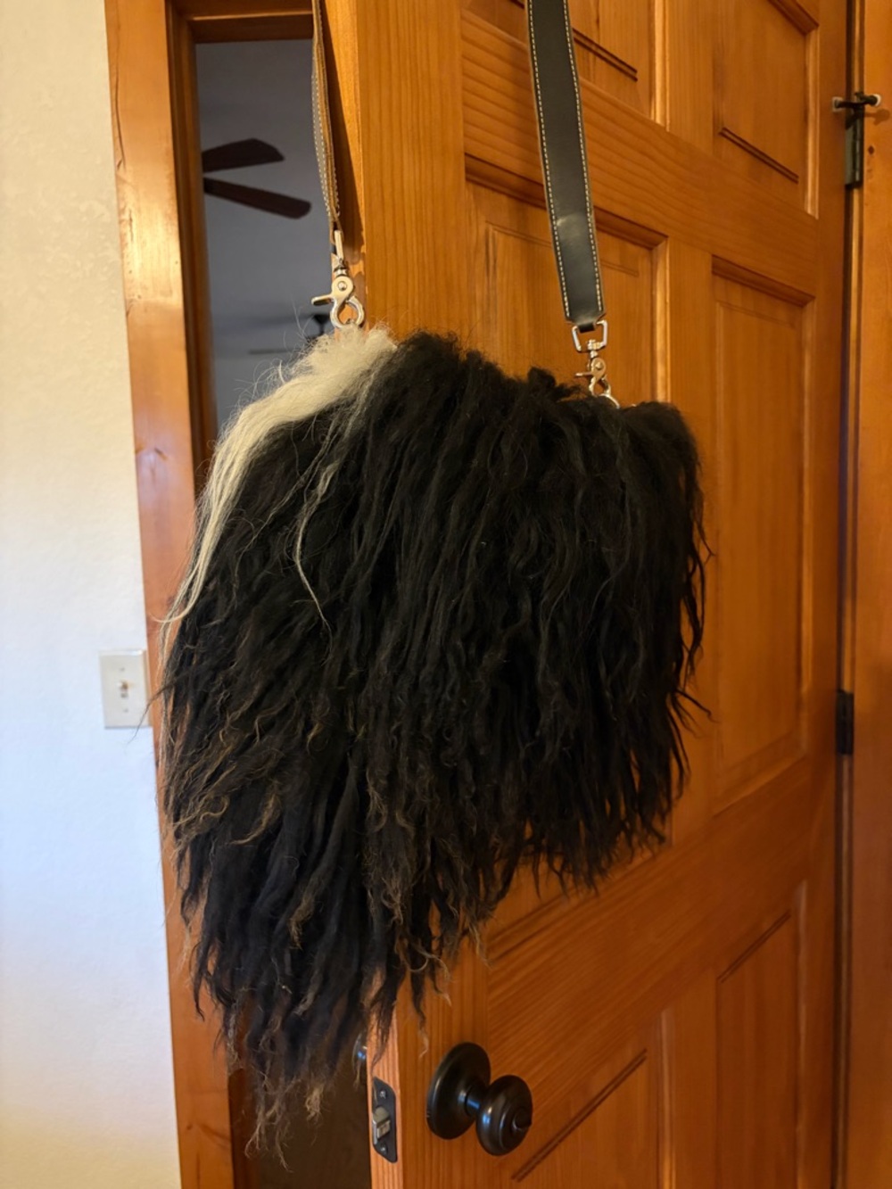 Fur Black-and-White Shoulder Bag - Stylish Women's Crossbody